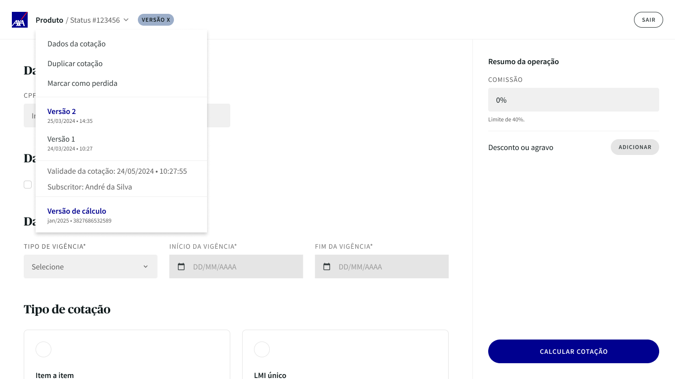 AXA Hub — quotation