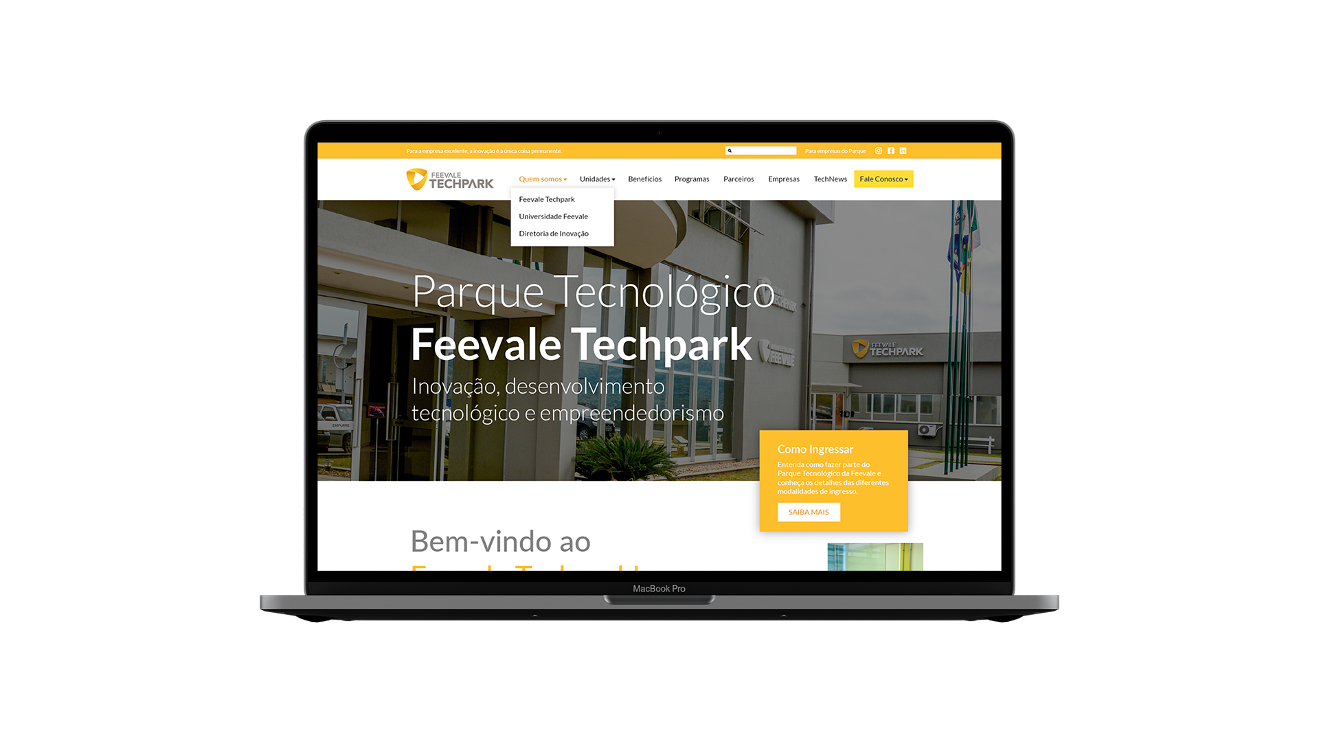Feevale Techpark — site no MacBook
